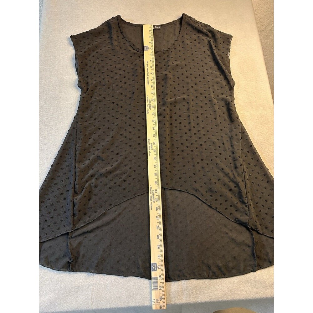 Kim & Cami Black lightweight textured black polka dots Hi Lo pullover Top L - Picture 6 of 6